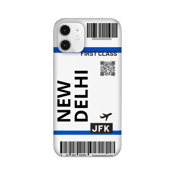 Flying to New Delhi Flight Ticket Pattern Mobile Case Cover for iPhone 12/ iPhone 12 Mini/ iPhone 12 Pro/ iPhone 12 Pro Max