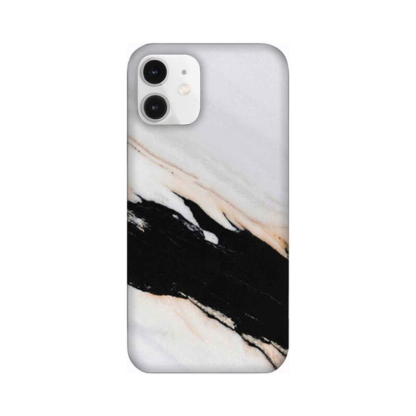 Black Patch White Marble Pattern Mobile Case Cover for iPhone 12/ iPhone 12 Mini/ iPhone 12 Pro/ iPhone 12 Pro Max
