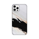 Black Patch White Marble Pattern Mobile Case Cover for iPhone 12/ iPhone 12 Mini/ iPhone 12 Pro/ iPhone 12 Pro Max