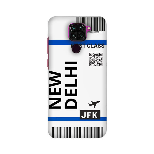 Flying to New Delhi Flight Ticket Pattern Mobile Case Cove for Redmi Note 9/ Redmi Note 9 Pro