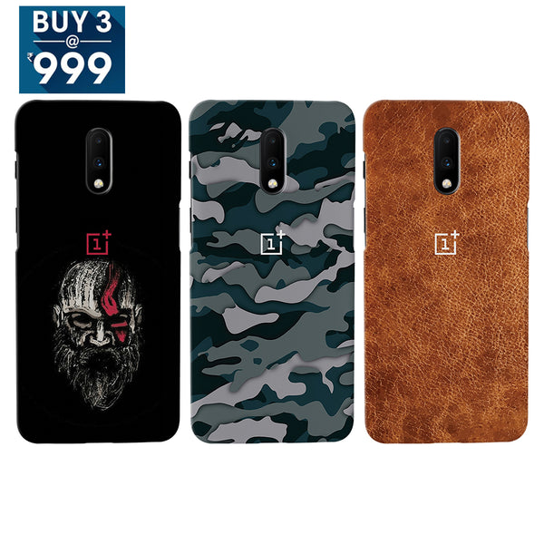 Combo Offer On Beard, Deasert And Military Camo Pattern Mobile Case For Oneplus 6T ( Pack Of 3 )