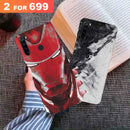 Combo Offer On Iron Man And Marble Pattern Mobile Case For Redmi Note 8 ( Pack Of 2 )
