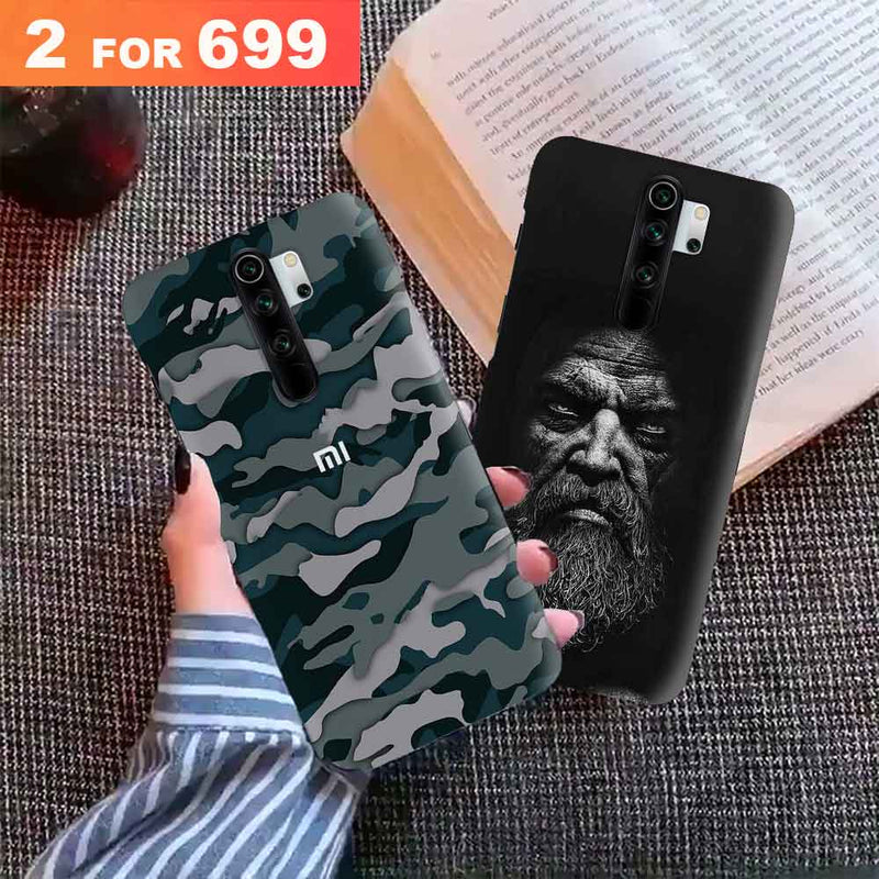 Combo Offer On Beard Man And Green Camo Pattern Mobile Case For Redmi Note 8 Pro ( Pack Of 2 )