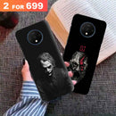 Combo Offer On Black And White Joker And Beard Old Man Pattern Mobile Case For Oneplus 7T ( Pack Of 2 )
