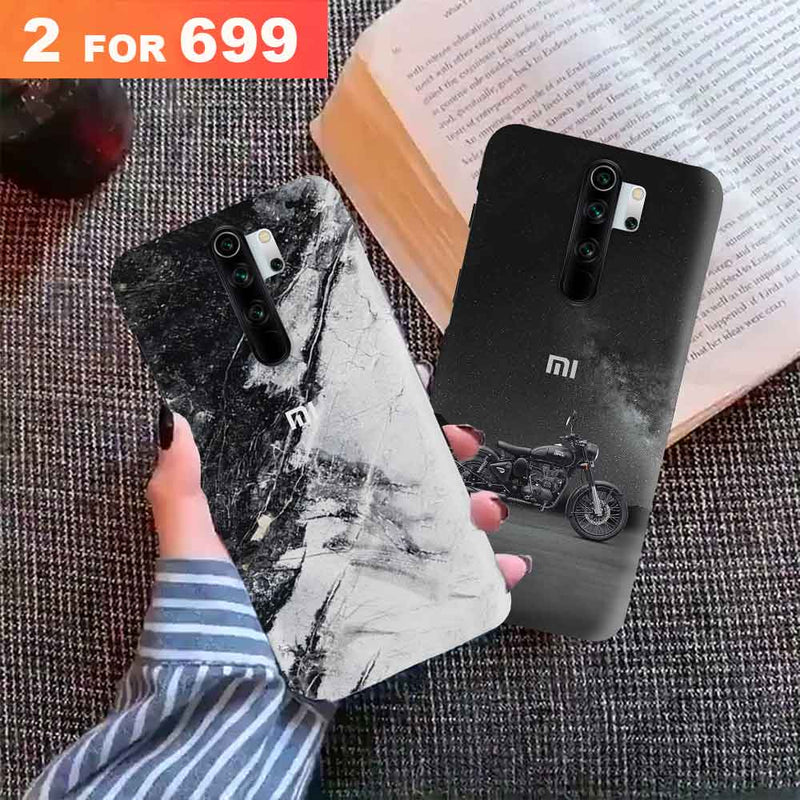 Combo Offer On Biker And Marble Pattern Mobile Case For Redmi Note 8 Pro ( Pack Of 2 )