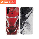 Combo Offer On Iron Man And Marble Pattern Mobile Case For Redmi Note 8 ( Pack Of 2 )