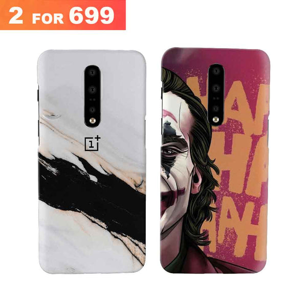 Combo Offer On Joker And Marble Pattern Mobile Case For Oneplus 7 Pro ( Pack Of 2 )