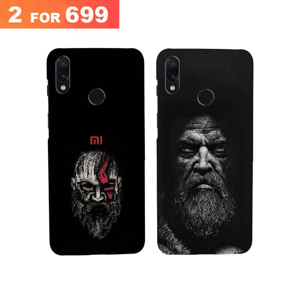 Combo Offer On Black And White Beard Man And Old Beard Man Pattern Mobile Case For Redmi Note 7 Pro ( Pack Of 2 )