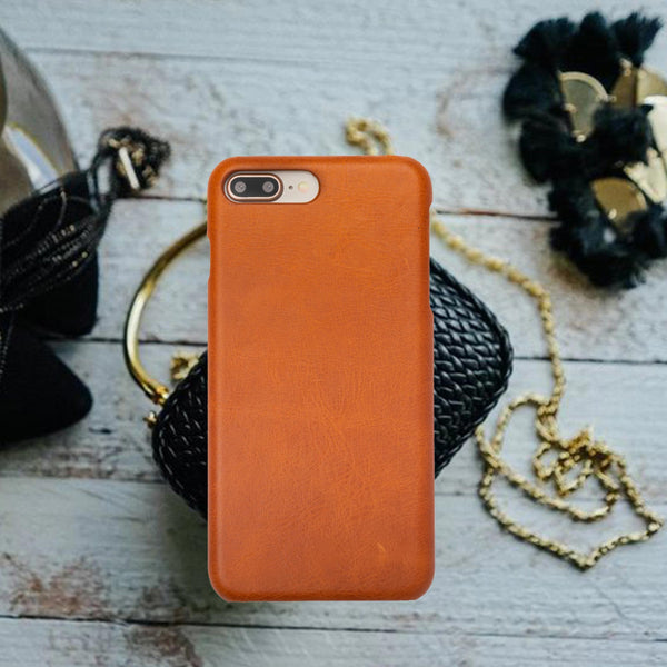 Orange Leather Case for Iphone 8 Plus