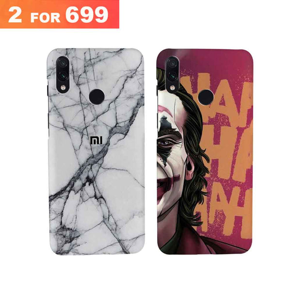 Combo Offer On Joker And Marble Pattern Mobile Case For Redmi Note 7 Pro ( Pack Of 2 )