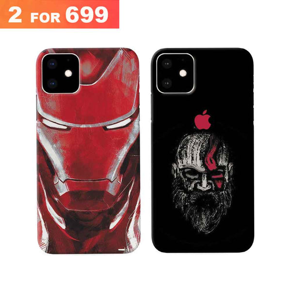  Iron Man & Beard Old Man Mobile Case Combo For IPhone 11  (Pack of 2)