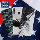 Combo Offer On Natural Marble, Green Camo Pattern Mobile Case For Galaxy A20 ( Pack Of 3 )