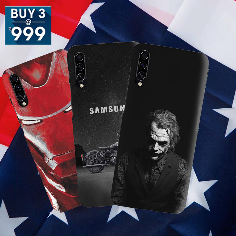 Combo Offer On Biker, Iron Man And Joker Pattern Mobile Case For Galaxy A70 ( Pack Of 3 )