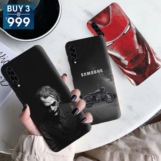 Combo Offer On Biker, Iron Man And Joker Pattern Mobile Case For Galaxy A50 ( Pack Of 3 )