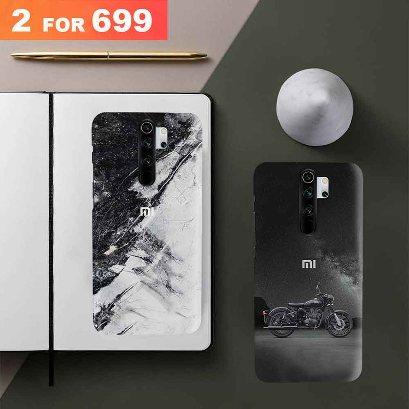 Combo Offer On Biker And Marble Pattern Mobile Case For Redmi Note 8 Pro ( Pack Of 2 )
