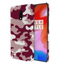 Maroon and White Camouflage Printed Slim Cases and Cover for OnePlus 7
