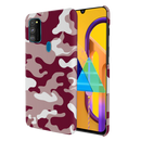 Maroon and White Camouflage Printed Slim Cases and Cover for Galaxy M30S