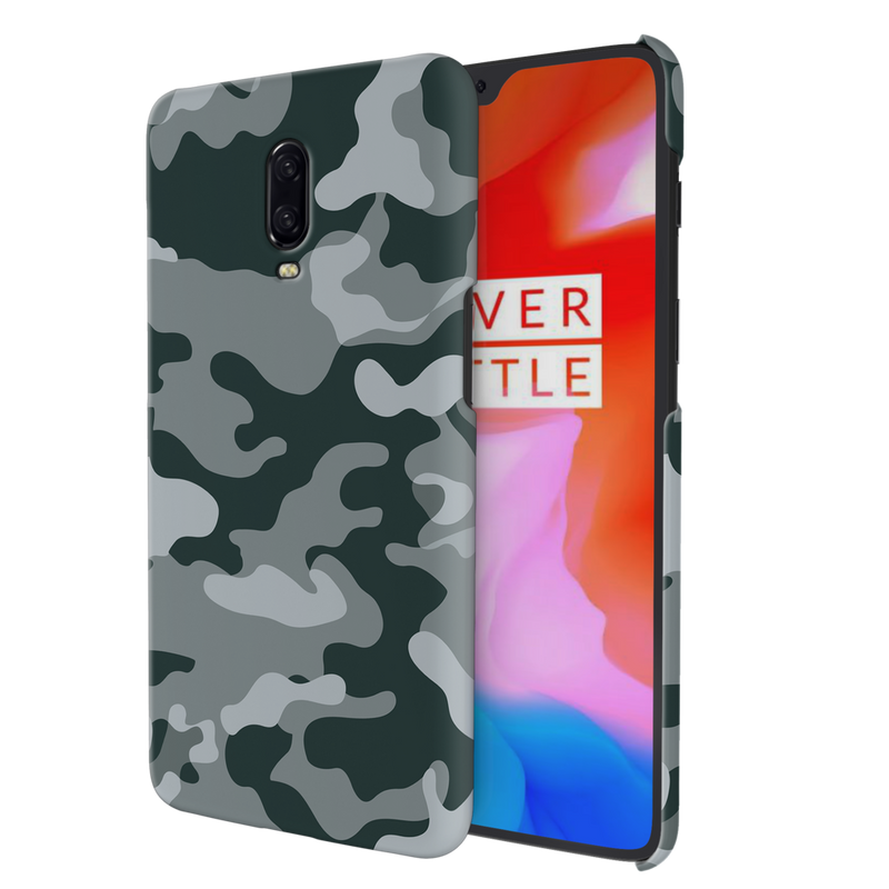 Olive Green and White Camouflage Printed Slim Cases and Cover for OnePlus 6T