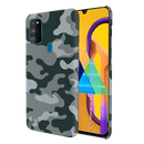 Olive Green and White Camouflage Printed Slim Cases and Cover for Galaxy M30S