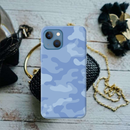 Blue and White Camouflage Printed Slim Cases and Cover for iPhone 13