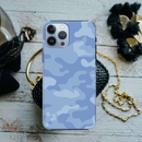 Blue and White Camouflage Printed Slim Cases and Cover for iPhone 13 Pro