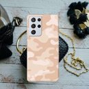 Cream and White Camouflage Printed Slim Cases and Cover for Galaxy S21 Ultra
