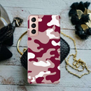Maroon and White Camouflage Printed Slim Cases and Cover for Galaxy S21 Plus