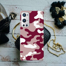 Maroon and White Camouflage Printed Slim Cases and Cover for OnePlus 9R