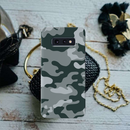 Olive Green and White Camouflage Printed Slim Cases and Cover for Galaxy S10E