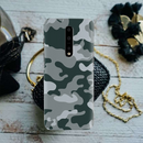 Olive Green and White Camouflage Printed Slim Cases and Cover for OnePlus 7 Pro