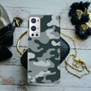Olive Green and White Camouflage Printed Slim Cases and Cover for OnePlus 9R