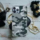 Olive Green and White Camouflage Printed Slim Cases and Cover for iPhone 13 Pro