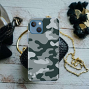 Olive Green and White Camouflage Printed Slim Cases and Cover for iPhone 13 Mini