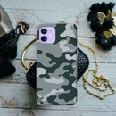 Olive Green and White Camouflage Printed Slim Cases and Cover for iPhone 12 Mini