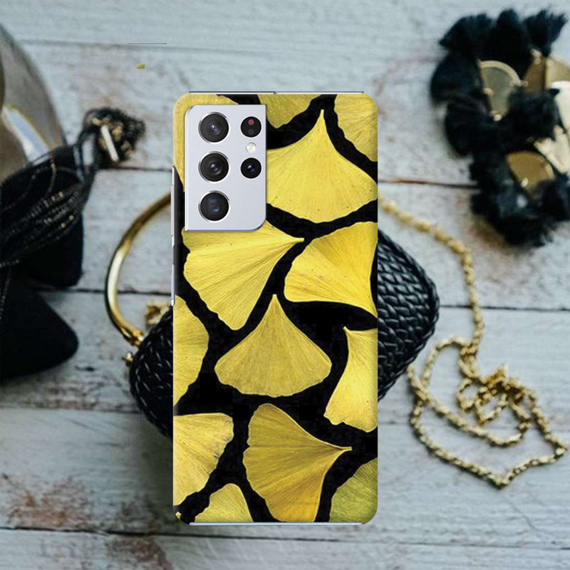 Yellow Leafs Printed Slim Cases and Cover for Galaxy S21 Ultra