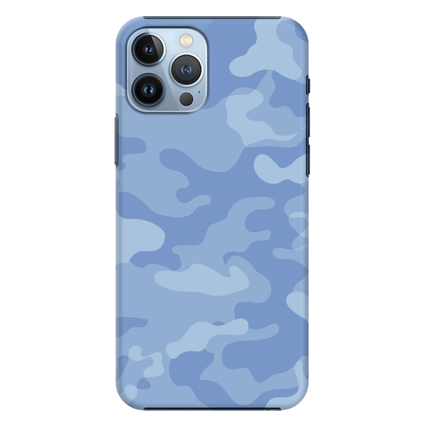 Blue and White Camouflage Printed Slim Cases and Cover for iPhone 13 Pro