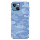 Blue and White Camouflage Printed Slim Cases and Cover for iPhone 13