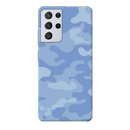 Blue and White Camouflage Printed Slim Cases and Cover for Galaxy S21 Ultra