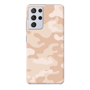 Cream and White Camouflage Printed Slim Cases and Cover for Galaxy S21 Ultra