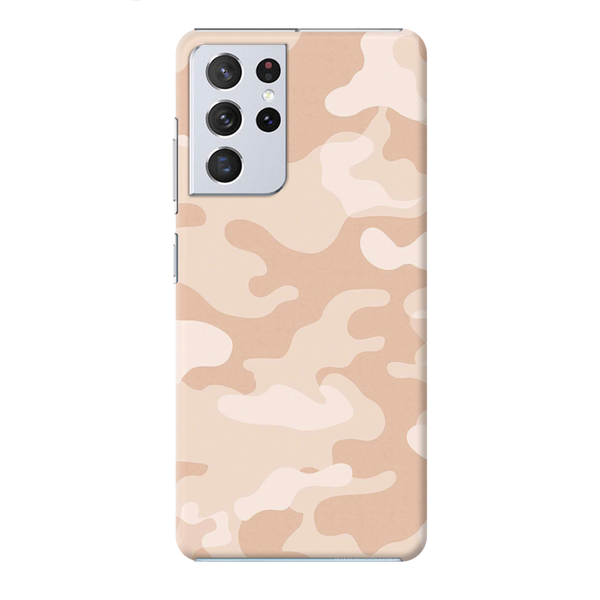 Cream and White Camouflage Printed Slim Cases and Cover for Galaxy S21 Ultra