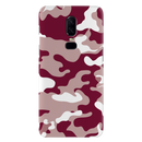 Maroon and White Camouflage Printed Slim Cases and Cover for OnePlus 6