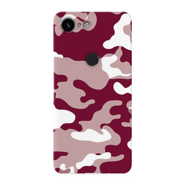 Maroon and White Camouflage Printed Slim Cases and Cover for Pixel 3