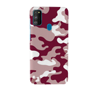 Maroon and White Camouflage Printed Slim Cases and Cover for Galaxy M30S