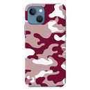 Maroon and White Camouflage Printed Slim Cases and Cover for iPhone 13 Mini