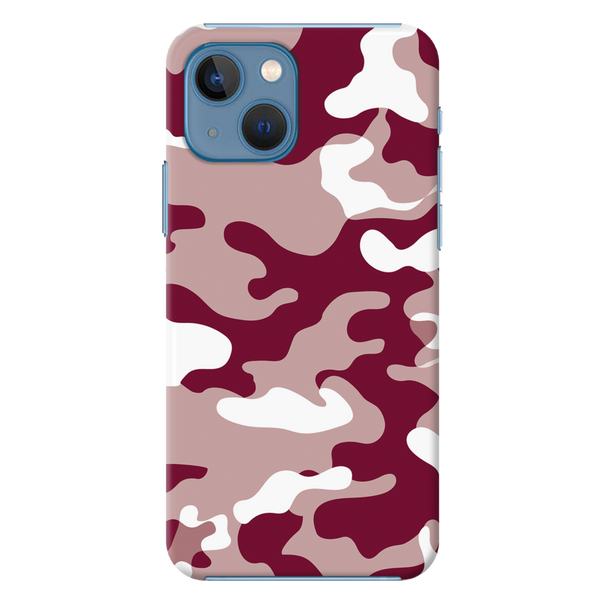 Maroon and White Camouflage Printed Slim Cases and Cover for iPhone 13 Mini