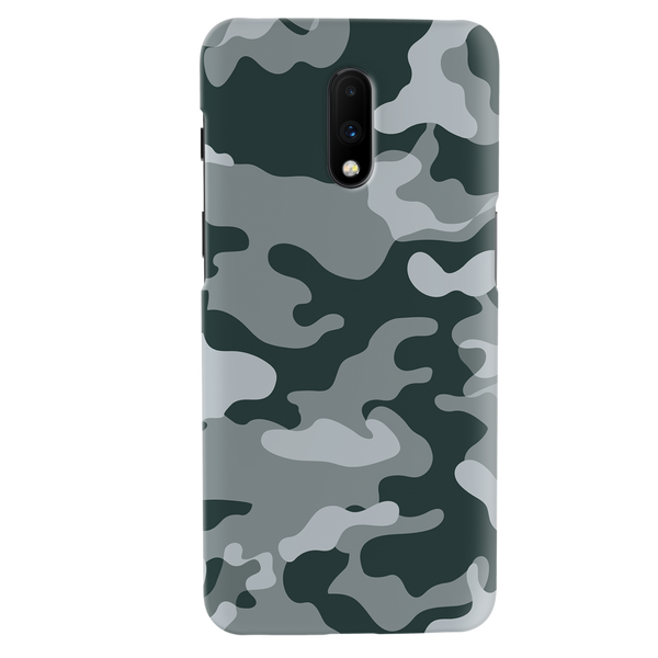 Olive Green and White Camouflage Printed Slim Cases and Cover for OnePlus 7