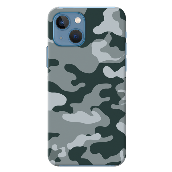 Olive Green and White Camouflage Printed Slim Cases and Cover for iPhone 13 Mini