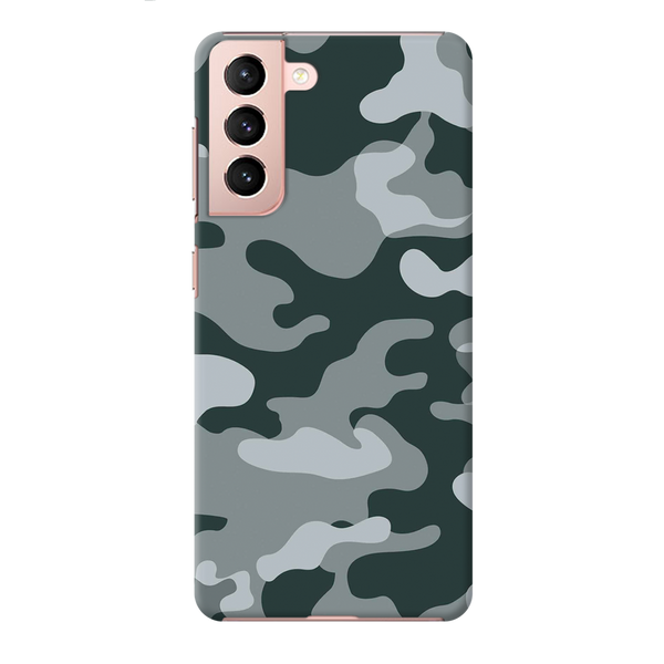 Olive Green and White Camouflage Printed Slim Cases and Cover for Galaxy S21