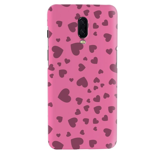 Pink Hearts Printed Slim Cases and Cover for OnePlus 6T