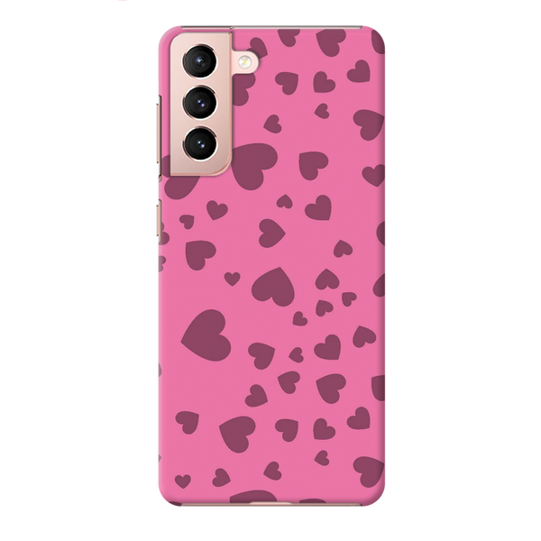 Pink Hearts Printed Slim Cases and Cover for Galaxy S21